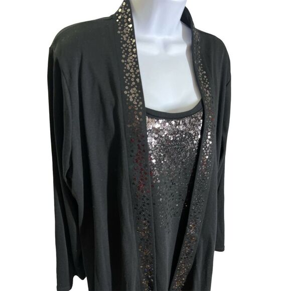 Quacker Factory Black Sequined Layered 1-Piece Sweater Women's Size XL - Picture 2 of 5